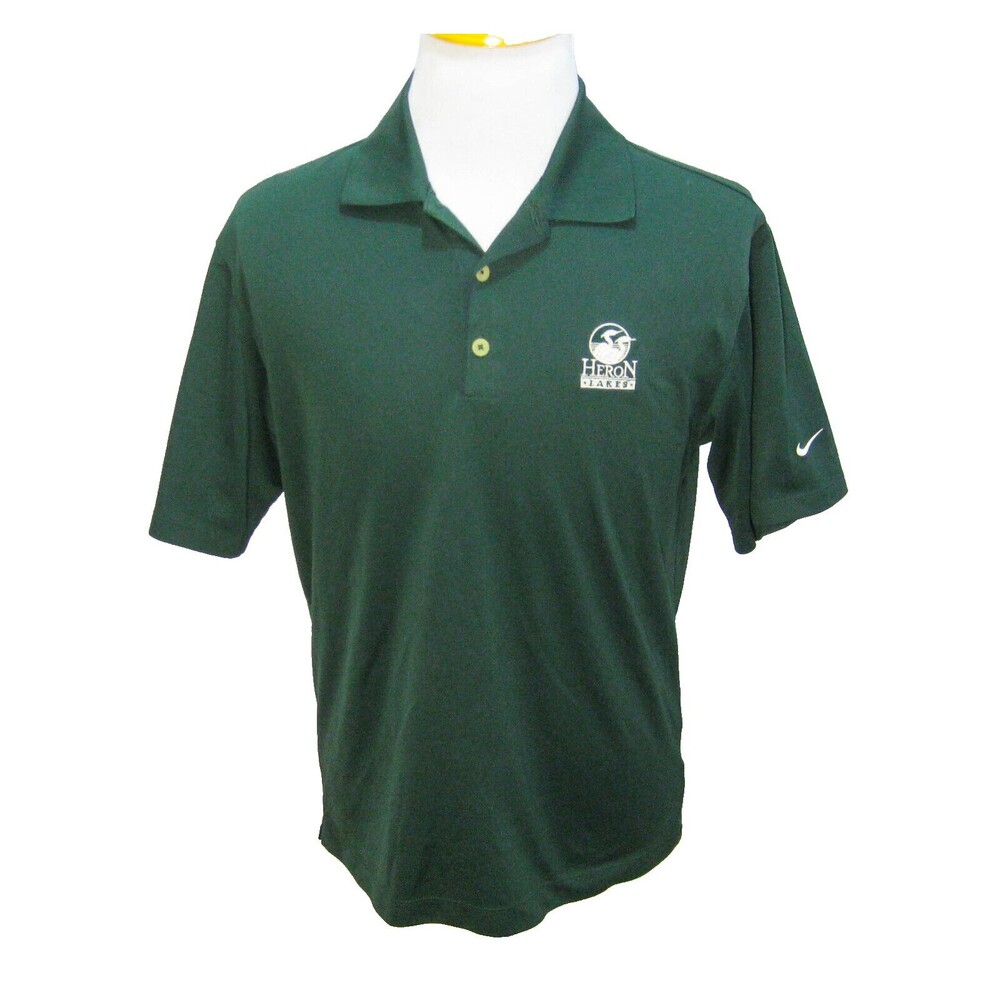 NIKE GOLF Men's (Size Medium) Green Short Sleeve Dri-Fit Polo Shirt Heron Lakes